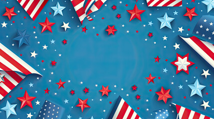 Obraz premium Independence Day, Patriotic USA Stars and Stripes Background