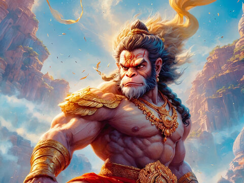 A furious and strong Hanuman Ji