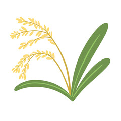 rice plant icon, cartoon style, isolated on transparent background