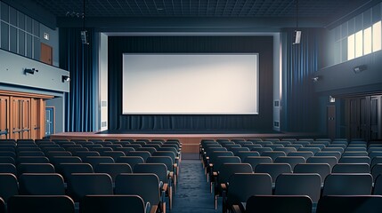 Fototapeta premium Back to School - Empty Poster on School Auditorium Stage, Event Space, Student Performances, Academic Assemblies