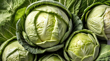 Ripe green cabbage background, Closeup of green Cabbage