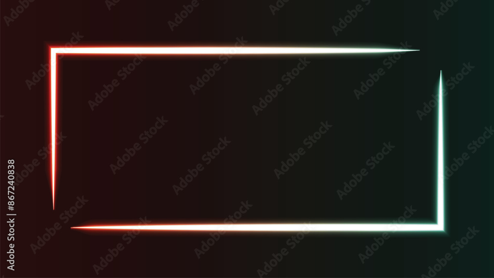 Poster neon effect box photo frame design with black background suitable for editing materials and others