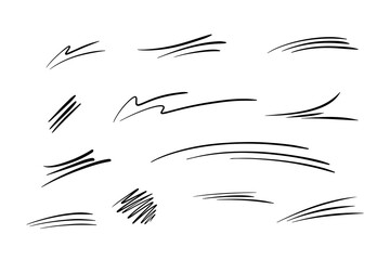 Abstract line doodle drawn quickly by hand on a white background