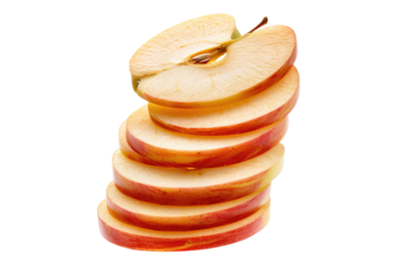 Apple slice isolated on transparent background