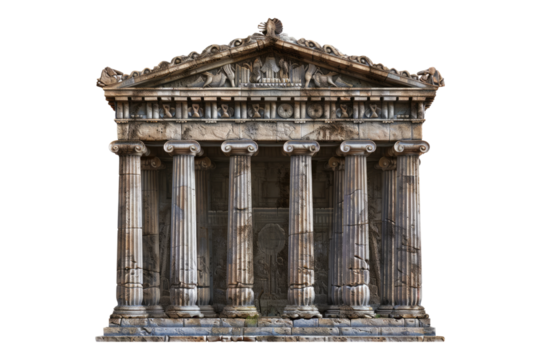 Ancient Greek temple isolated on transparent background