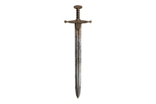 Old sword isolated on transparent background