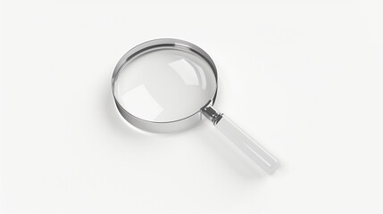 Contemporary magnifying glass on a bright white background, ideal for promoting search tools.

