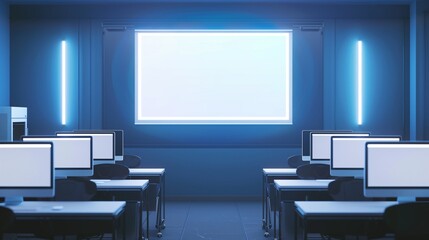 Back to School - Minimalist Frame in Computer Lab, Digital Learning, Student Workstations, Technological Education