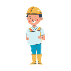 Illustration of an architect holding a blueprint, emphasizing the importance of safety and professionalism in the construction industry