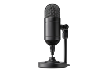 Podcast microphone isolated on transparent background