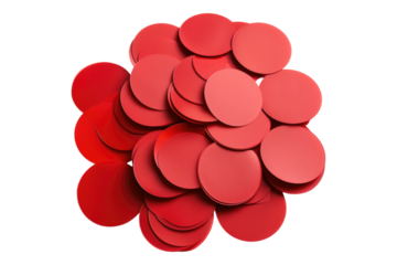 Red round adhasive stickers isolated on transparent background