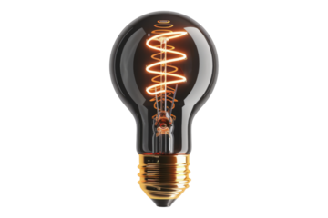 sign of idea with flowing electric bulb isolated on transparent background