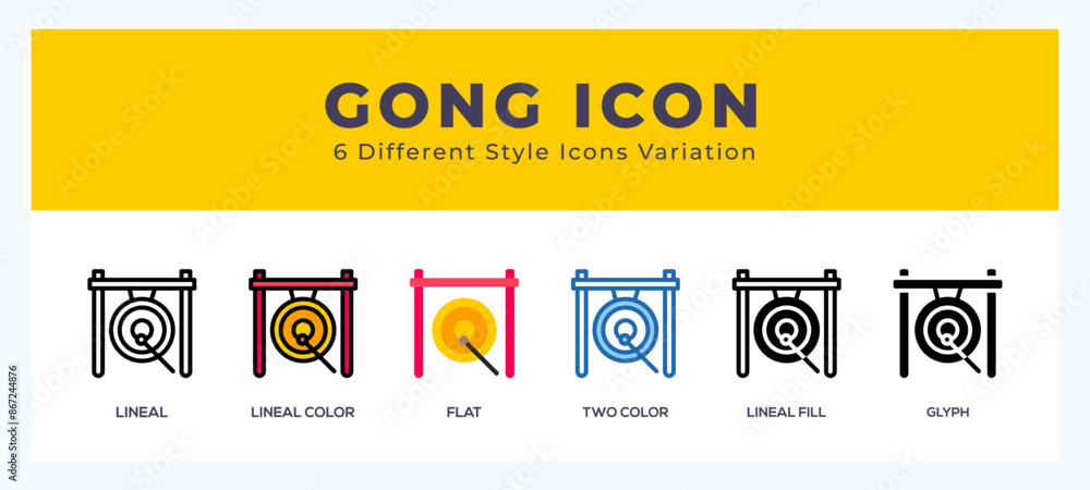Aufkleber gong set of vector icon. for web. and mobile app