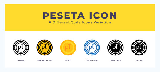 Peseta icon set. vector illustration.