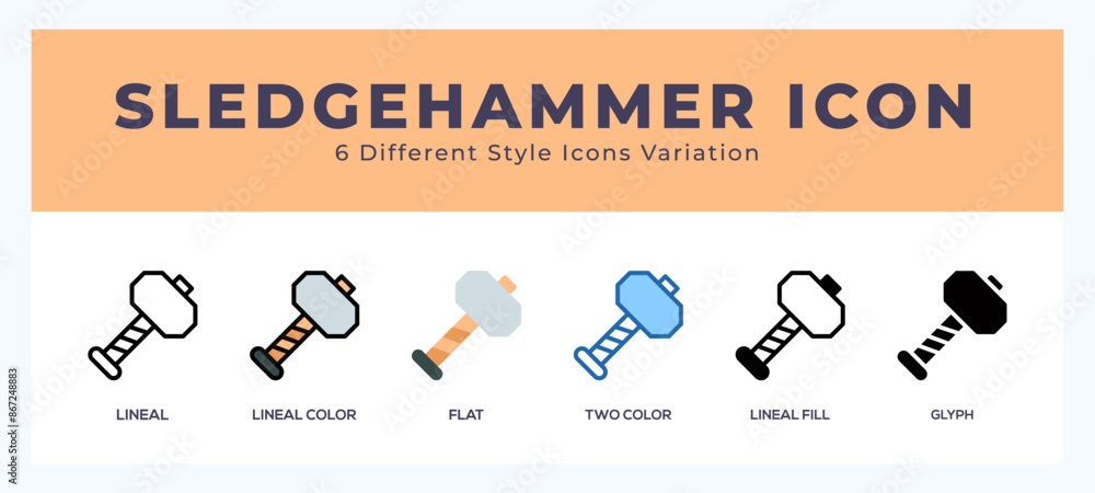 Poster Sledgehammer icons set. Different style of icons simple vector illustration.