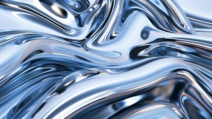 Silky smooth 3D illustration of chrome waves against a reflective background, evoking elegance and innovation