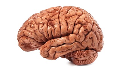 Realistic illustration of human brain isolated on white background