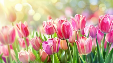 Naklejka premium Spring elegance: Beautiful tulips with a clear area for text, perfect for seasonal messages or floral-themed announcements