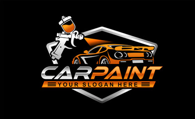 car paint logo emblem template with black background