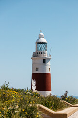 Gibraltar Lighthouse. The lighthous in Gibraltar at sunset on a rock by the shores of the Mediterranean Sea