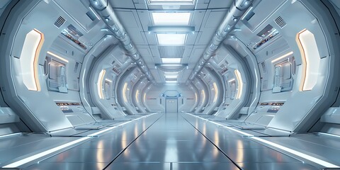 Spaceship interior. Futuristic spaceship interior. 3d rendering