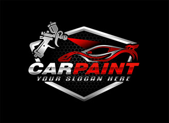 car paint logo emblem template with black background