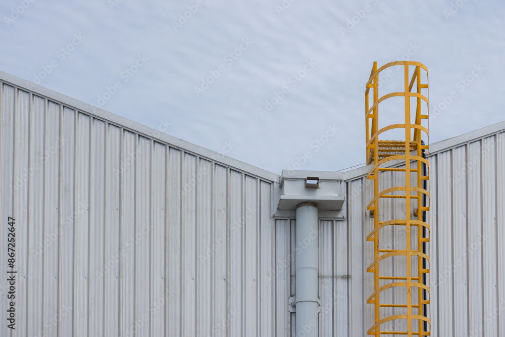 Wall mural a ladder is attached to a building