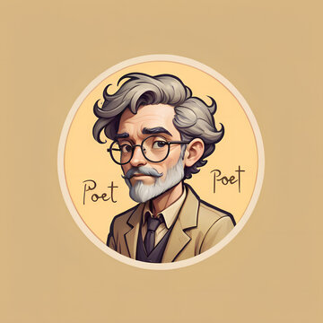 Poet cartoon character logo
