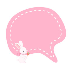 cute Speech Bubble with rabbit illustration 