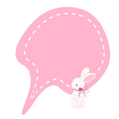 cute Speech Bubble with rabbit illustration 