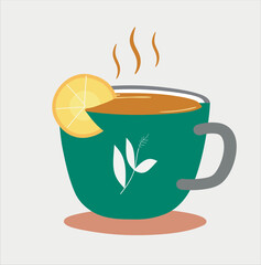 Hot coffee with a cup simple design vector illustration