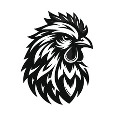 logo mascot of chick in black and white silhouette