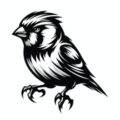 logo mascot of Finch in black and white silhouette