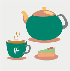 teapot with cup of tea