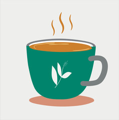 Hot coffee with a cup simple design vector illustration