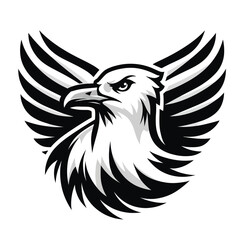 logo mascot of gull in black and white silhouette