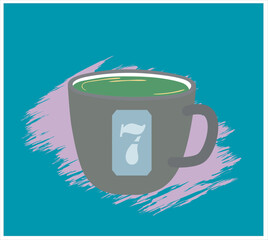 Hot coffee with a cup simple design vector illustration