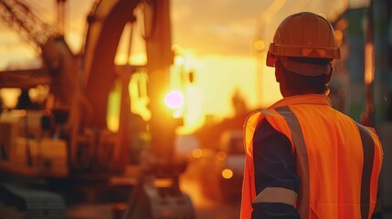 Obraz premium A construction worker operating heavy machinery, symbolizing power and progress