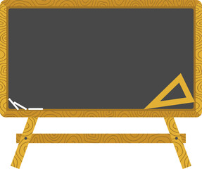 Empty blackboard with wooden frame  vector flat illustration. 