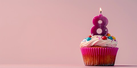 Birthday cupcake with number shaped candles