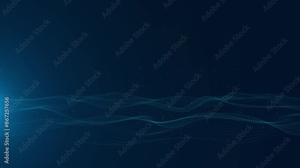 Poster particles wave flowing cyberspace technology digital connection abstract motion background concept o