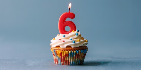 Birthday cupcake with number shaped candles