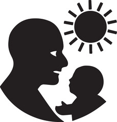 Father and son icon silhouette vector art illustration