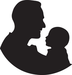 Father and son icon silhouette vector art illustration