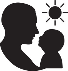 Father and son icon silhouette vector art illustration
