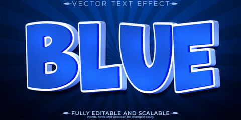 Blue text effect, editable cartoon and retro customizable font style