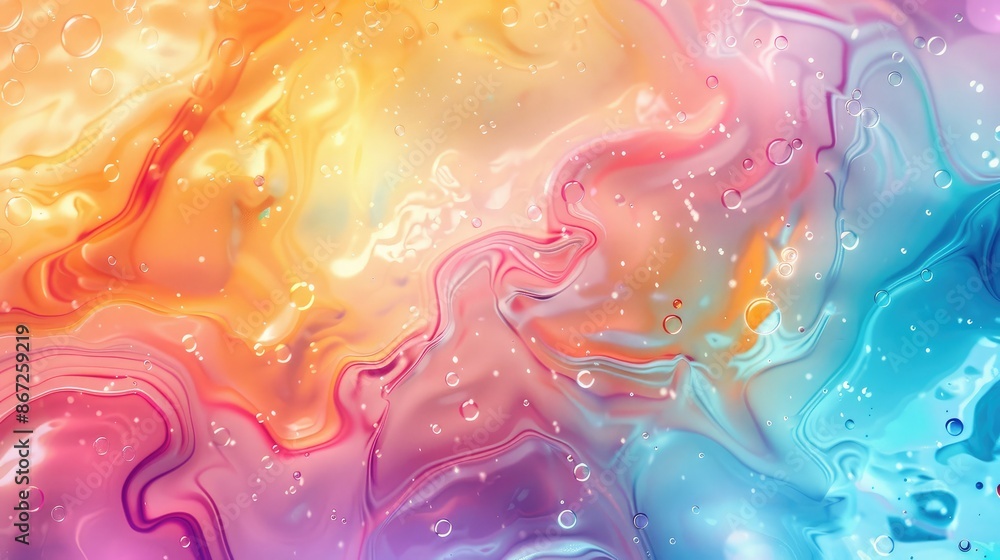 Poster abstract background with colorful chemical reactions and fluid patterns.