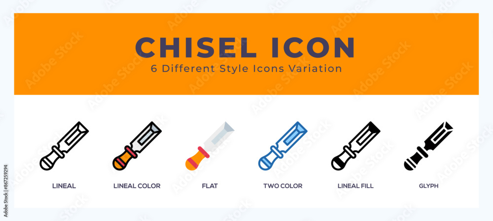 Poster Chisel set of vector icon. For web. and mobile app