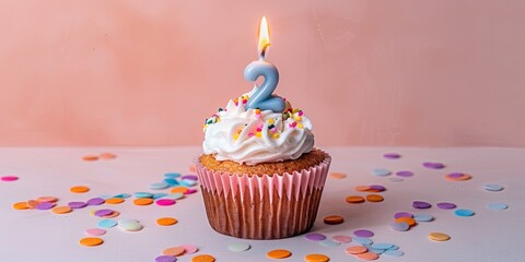 Birthday cupcake with number shaped candles