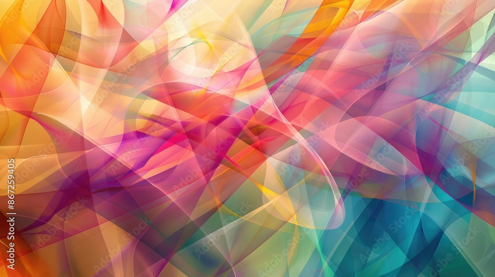 Poster abstract background with colorful, overlapping transparent layers.